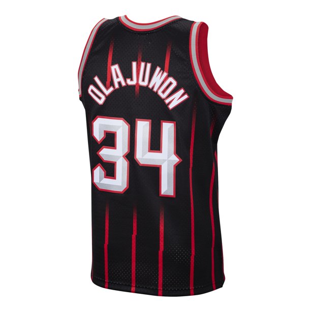 Men's Hakeem Olajuwon Houston Rockets Mitchell & Ness 1996-97 Hardwood Classics Reload Jersey Black - vstockx