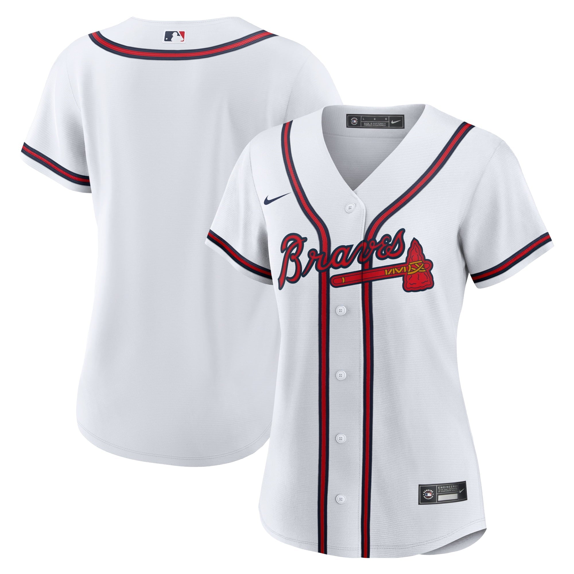Women's Nike White Atlanta Braves Home Replica Team Jersey - vstockx