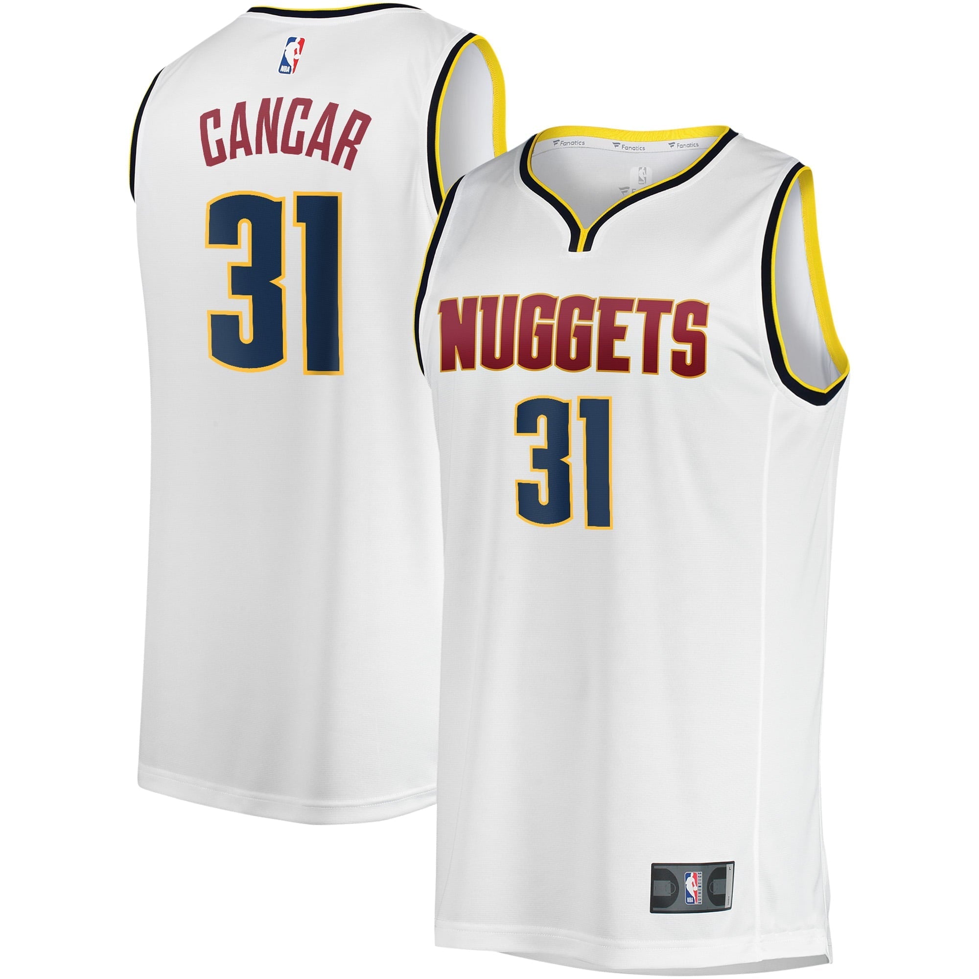Youth Fanatics Branded Vlatko Cancar White Denver Nuggets Fast Break Player Jersey - Association Edition - vstockx