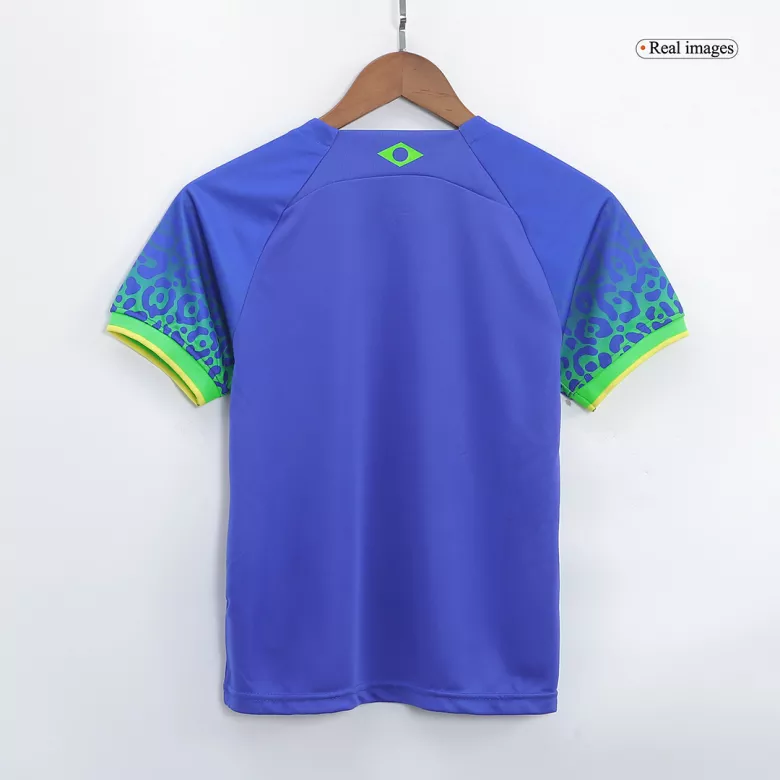 Brazil Away World Cup Kids Soccer Jerseys Kit 2022 - vstockx