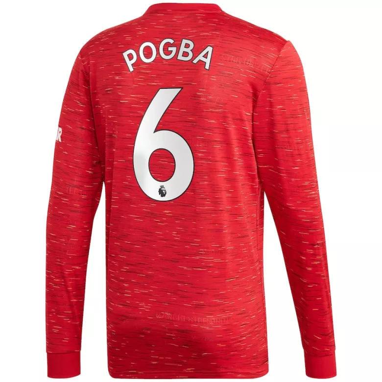 POGBA #6 Manchester United Home Long Sleeve Soccer Jersey 2020/21 - vstockx
