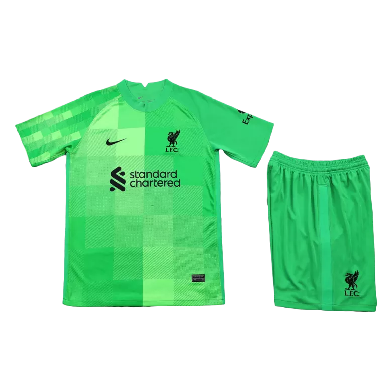 Liverpool Goalkeeper Kids Soccer Jerseys Full Kit 2021/22 - vstockx