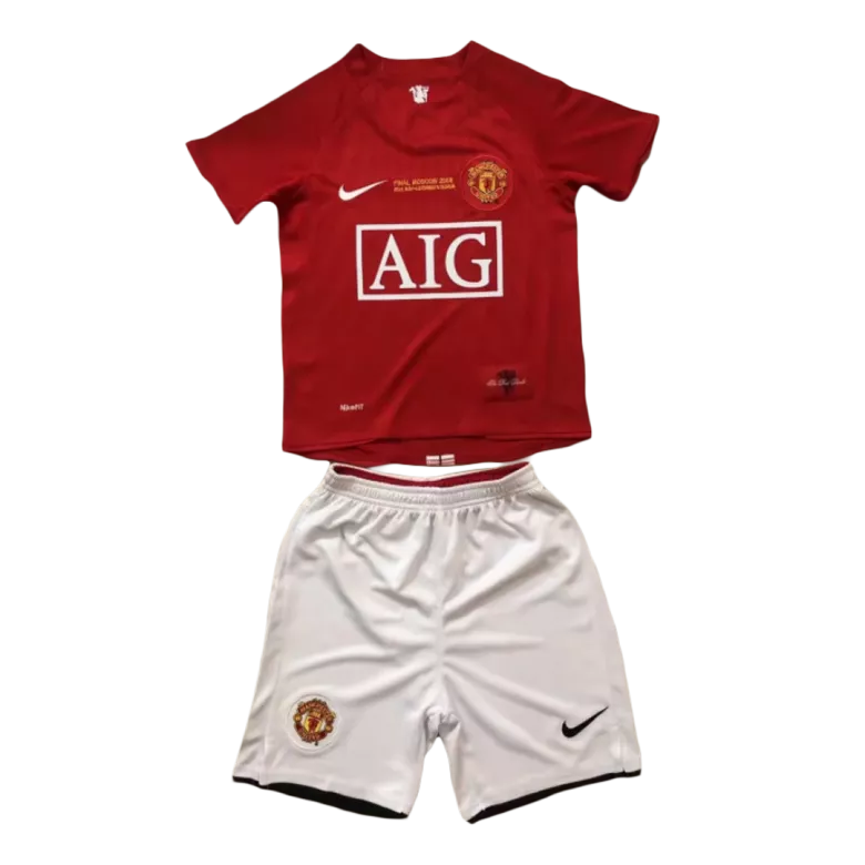 Manchester United Home Kids Soccer Jerseys Kit 2007/08 - vstockx