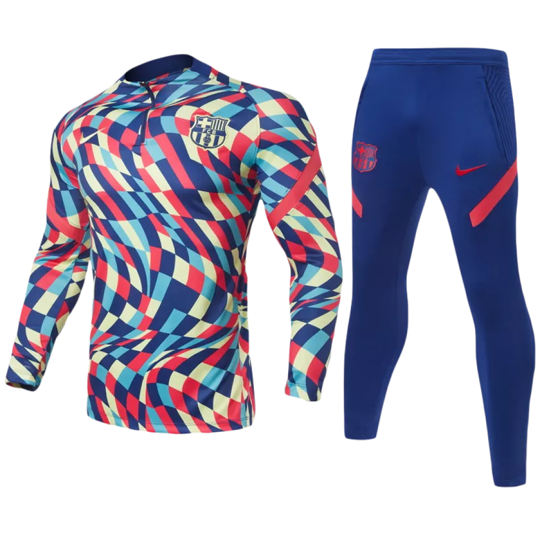 Barcelona 1/4 Zip Tracksuit 2021/22 Kids Blue - vstockx