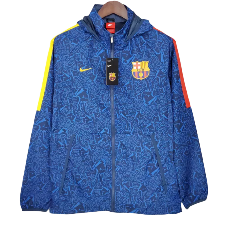 Barcelona Hoodie Windbreaker Jacket 2021/22 - Blue - vstockx
