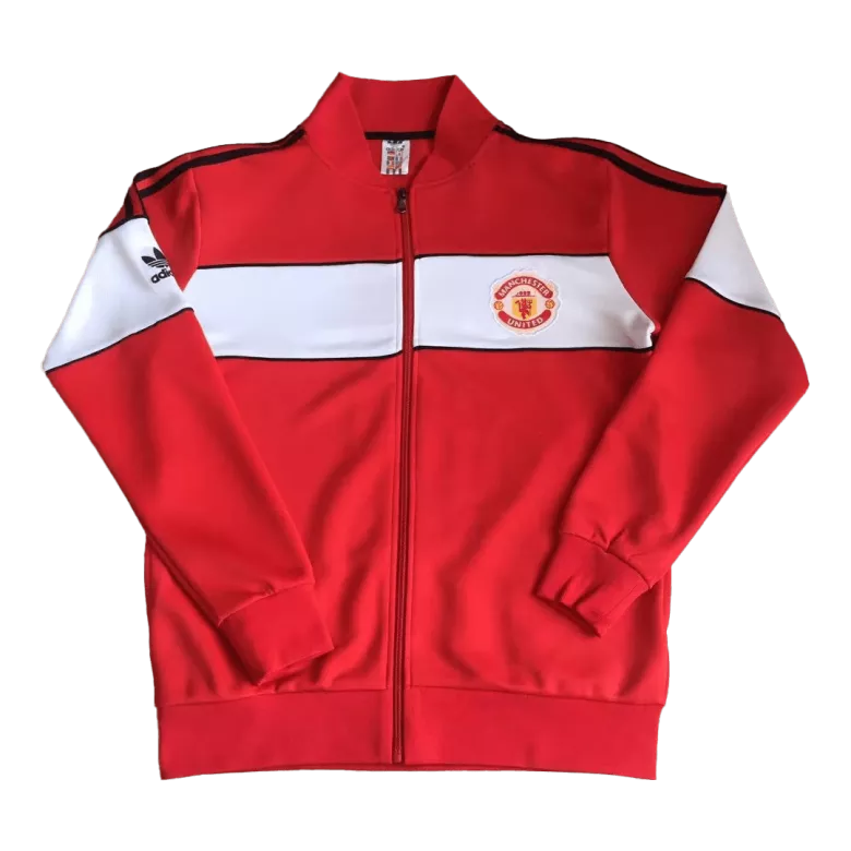 Vintage Manchester United Track Jacket 1984 - Red&White - vstockx