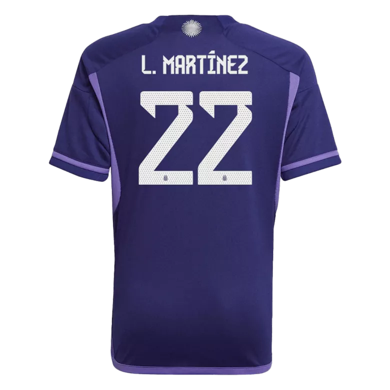 L. MARTINEZ #22 Argentina Three Stars Away Jersey World Cup 2022 - vstockx