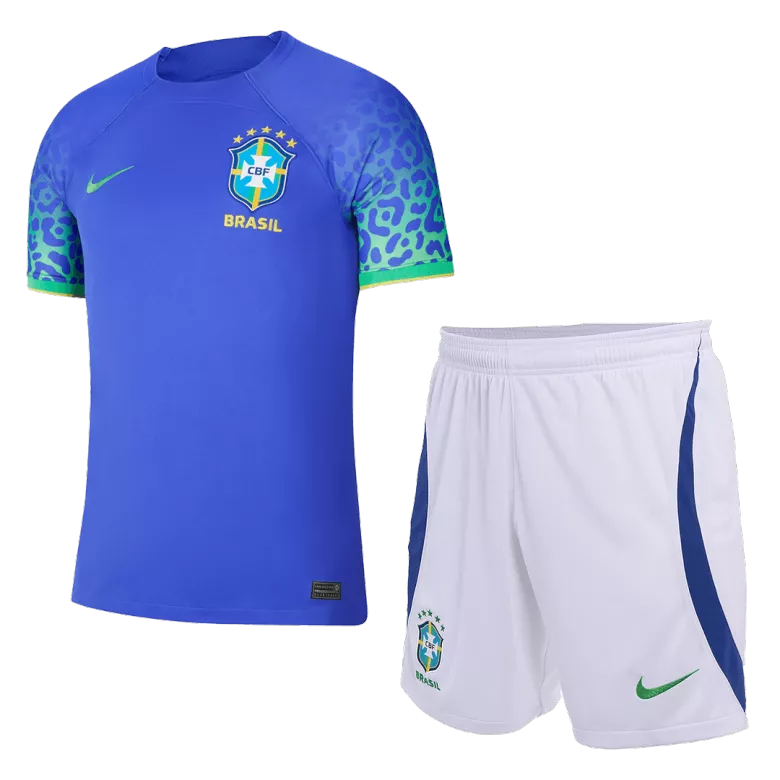 Brazil Away World Cup Kids Soccer Jerseys Kit 2022 - vstockx