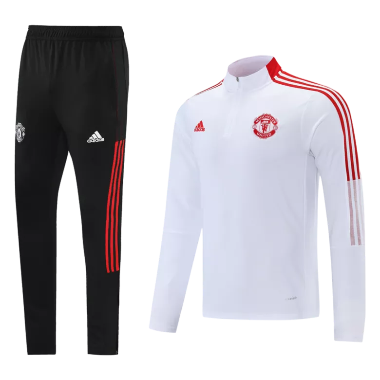 Manchester United 1/4 Zip Tracksuit 2021/22 White - vstockx