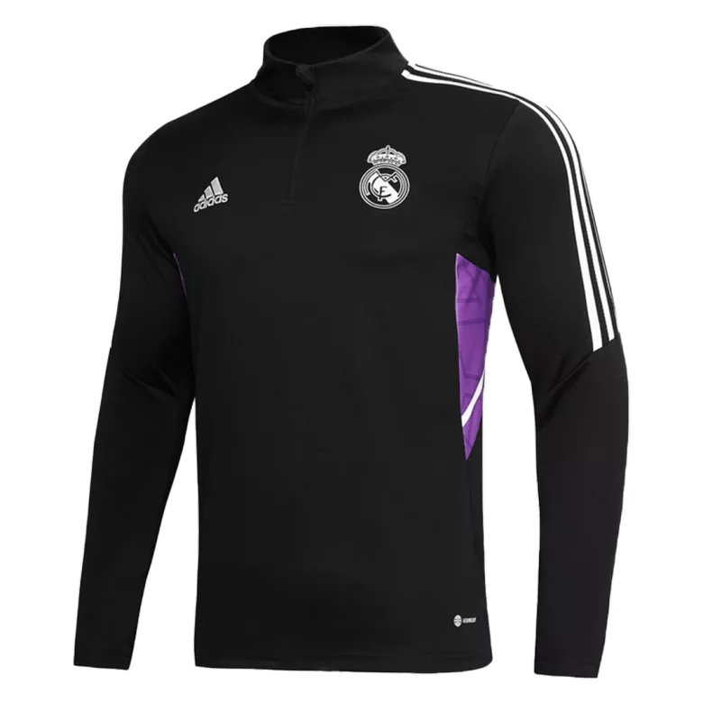 Real Madrid 1/4 Zip Tracksuit 2022/23 Kids Black - vstockx