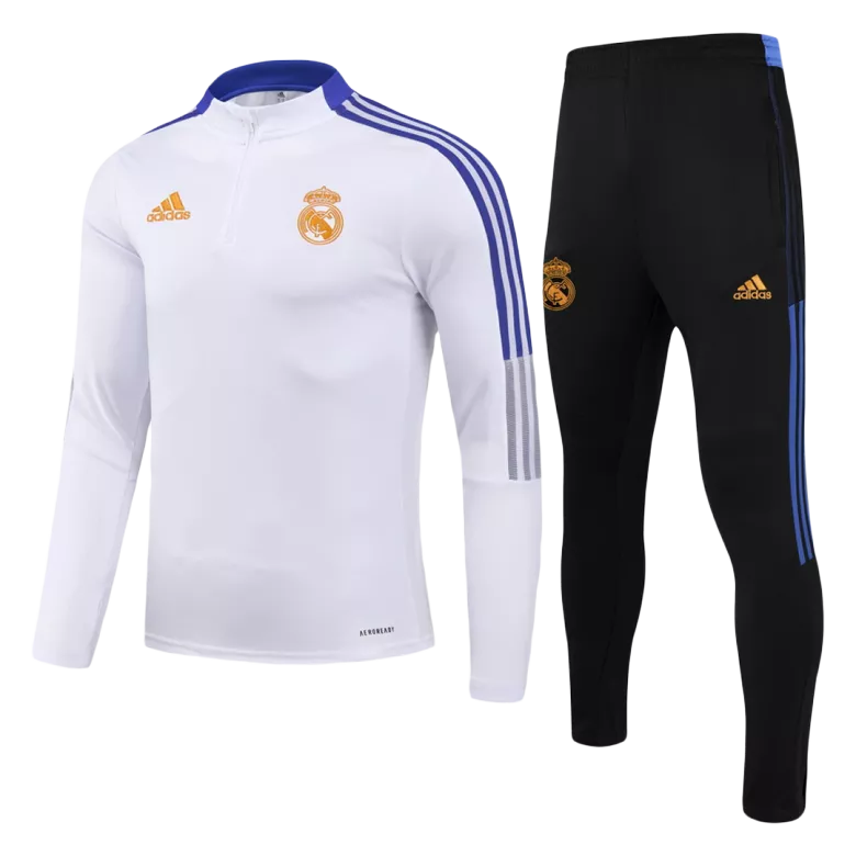 Real Madrid 1/4 Zip Tracksuit 2021/22 Kids White - vstockx