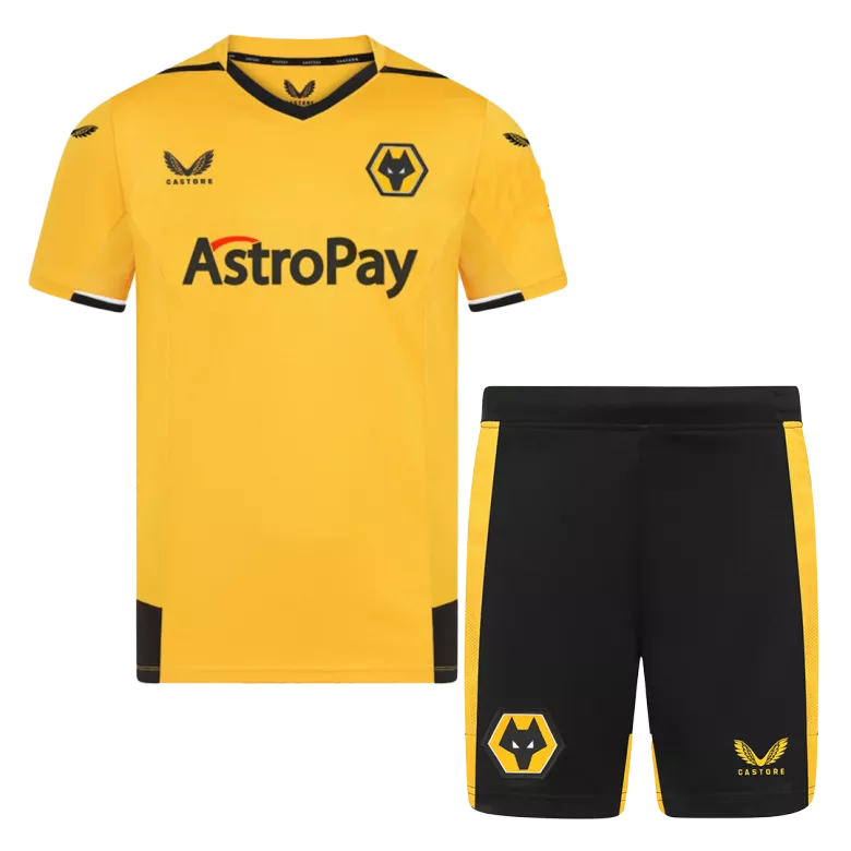 Wolverhampton Wanderers Home Kids Soccer Jerseys Kit 2022/23 - vstockx