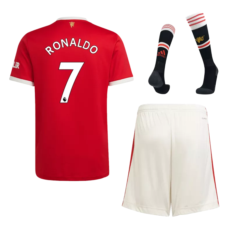 RONALDO #7 Manchester United Home Kids Soccer Jerseys Full Kit 2021/22 - vstockx