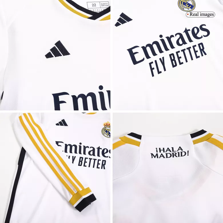 Real Madrid Home Long Sleeve Kids Soccer Jerseys Kit 2023/24 - vstockx