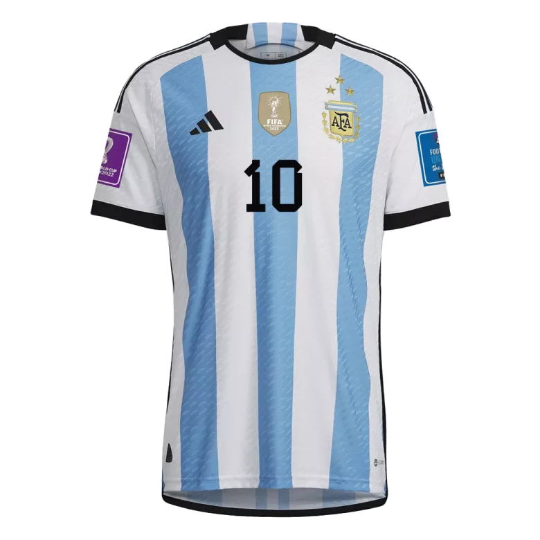 New SignMESSI #10 Argentina Three Stars Home 2022 Champion Authentic Jersey - vstockx
