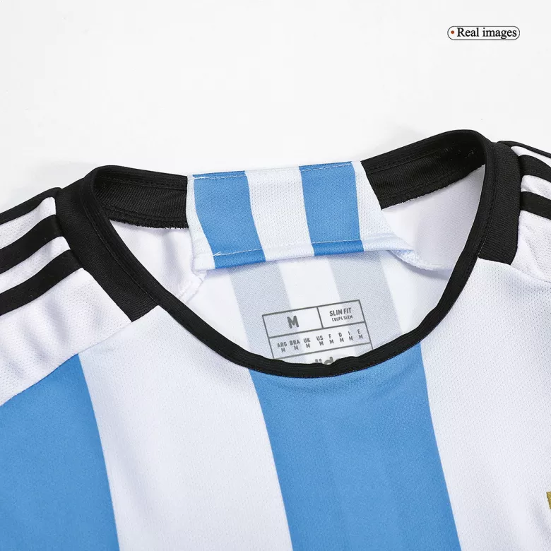 Argentina Three Stars Home Long Sleeve Soccer Jersey 2022 - vstockx