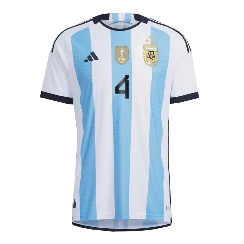 New MONTIEL #4 Argentina Three Stars Home World Cup 2022 Champion Authentic Jersey - vstockx