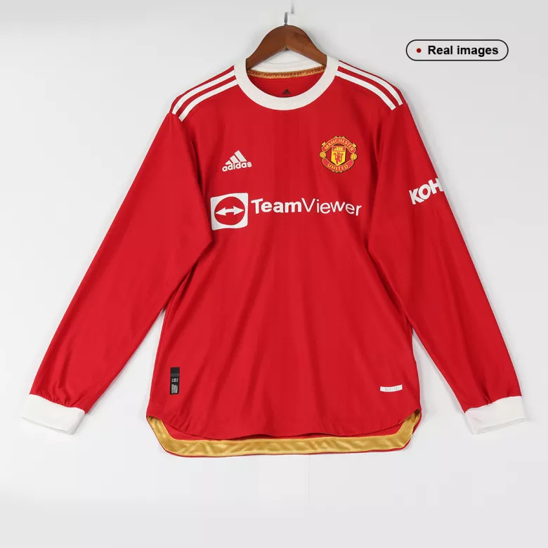 Authentic Manchester United Home Long Sleeve Soccer Jersey 2021/22 - vstockx