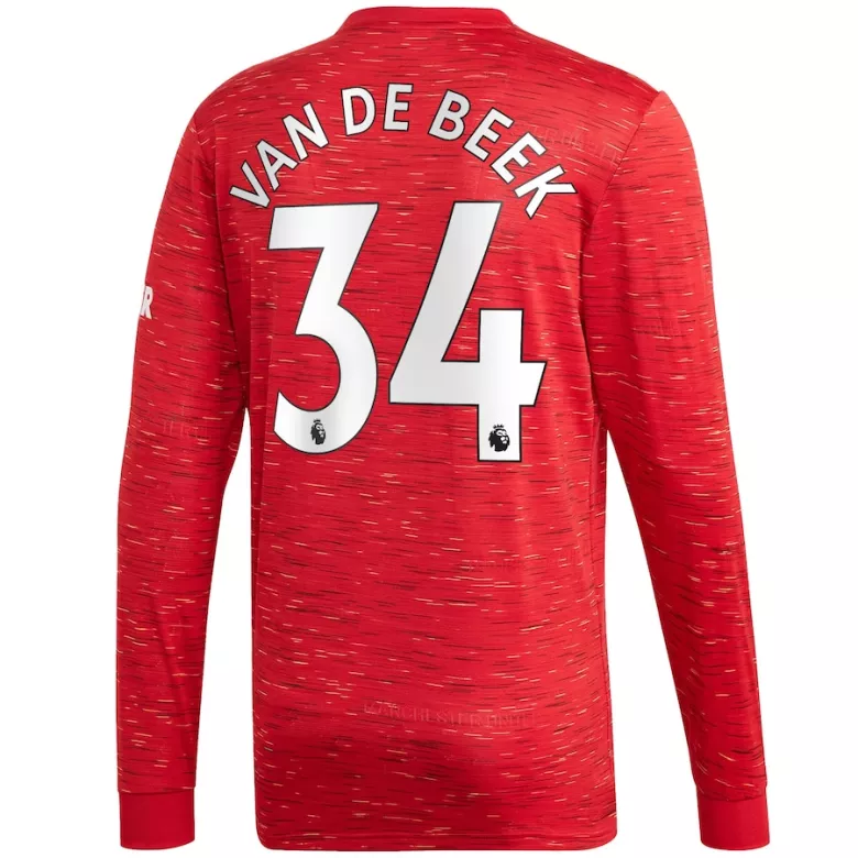VAN DE BEEK #34 Manchester United Home Long Sleeve Soccer Jersey 2020/21 - vstockx