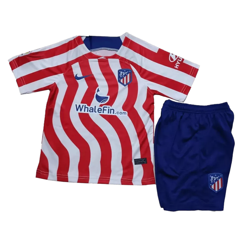 Atletico Madrid Home Kids Soccer Jerseys Kit 2022/23 - vstockx