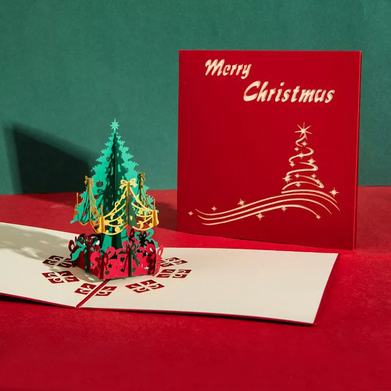 3D Pop Up Christmas Greeting Card (Christmas Tree) - vstockx