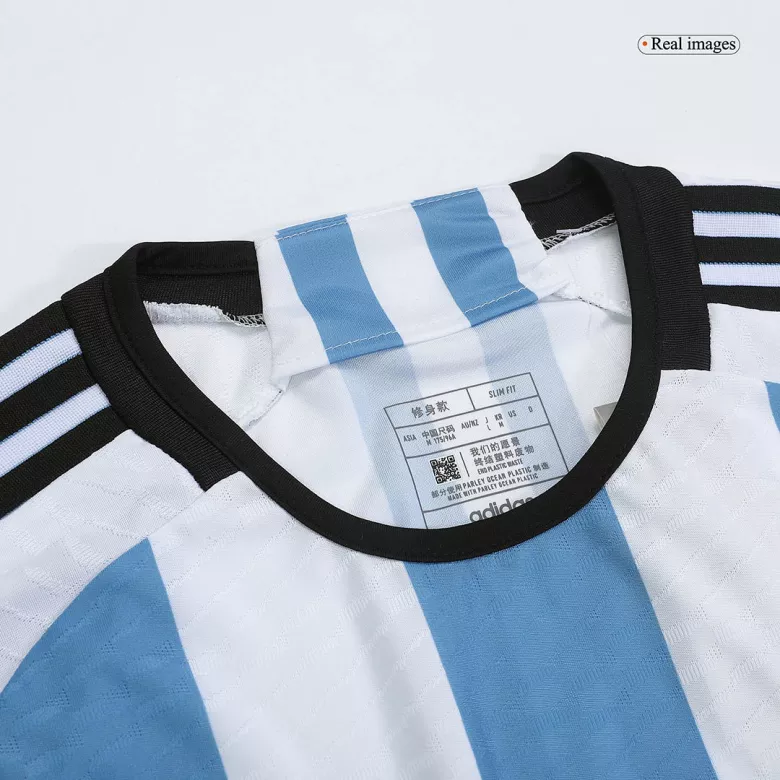 New SignMESSI #10 Argentina Three Stars Home 2022 Champion Authentic Jersey - vstockx