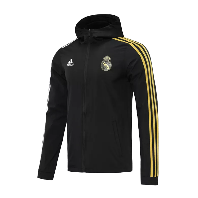 Real Madrid Hoodie Windbreaker Jacket 2020/21 - Black&Gold - vstockx