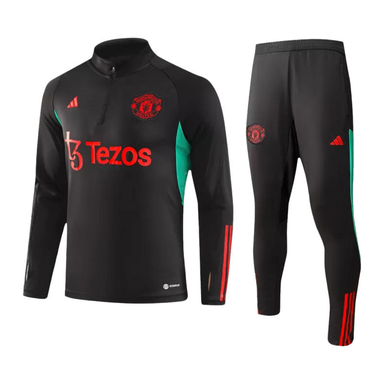 Manchester United 1/4 Zip Tracksuit 2023/24 Kids Black - vstockx