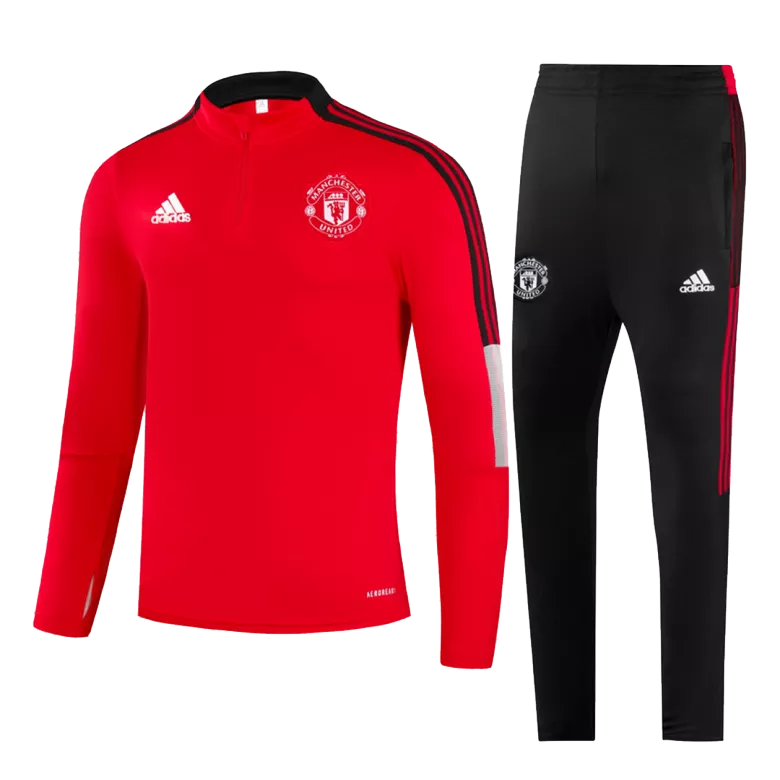 Manchester United 1/4 Zip Tracksuit 2021/22 Kids Red - vstockx