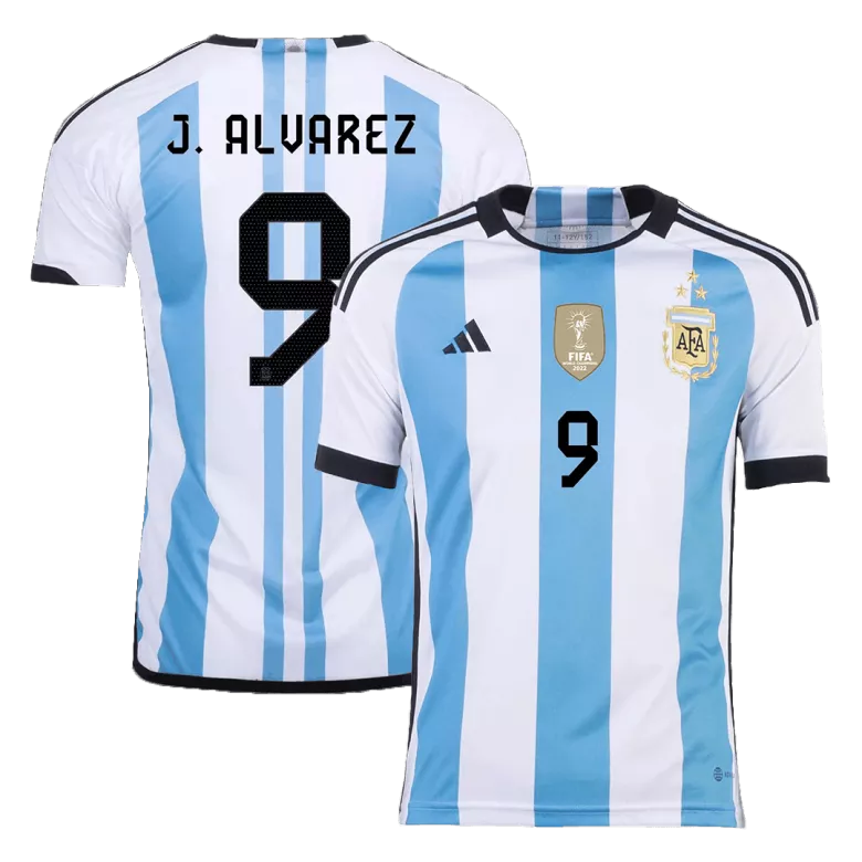 J. ALVAREZ #9 Argentina Three Stars Home Jersey 2022 - vstockx