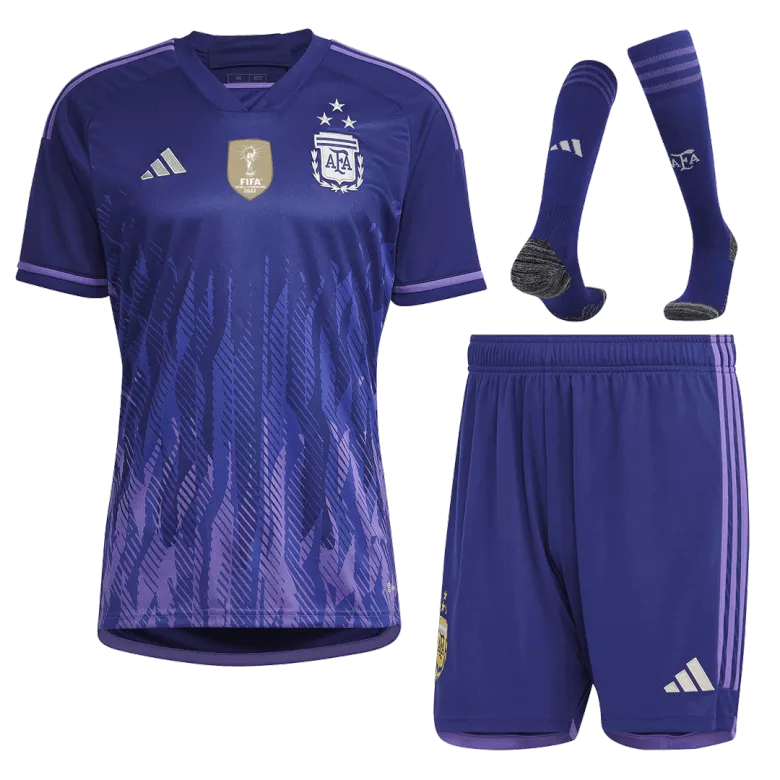 Argentina Away World Cup Jerseys Full Kit 2022 - Three Stars - vstockx