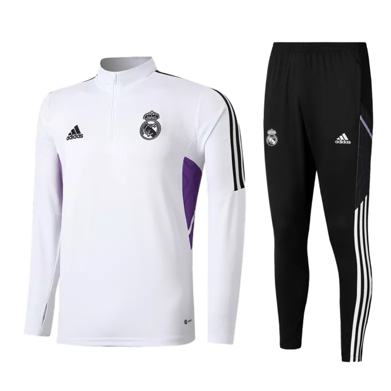 Real Madrid 1/4 Zip Tracksuit 2022/23 Kids White - vstockx