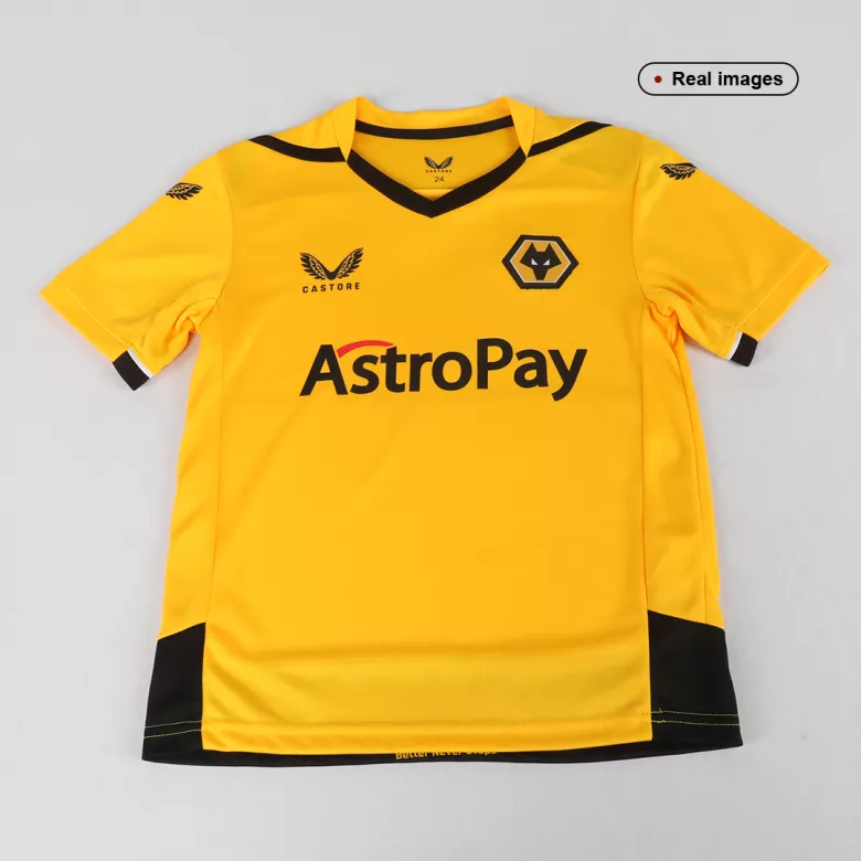 Wolverhampton Wanderers Home Kids Soccer Jerseys Kit 2022/23 - vstockx