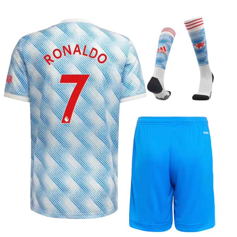 RONALDO #7 Manchester United Away Kids Soccer Jerseys Full Kit 2021/22 - vstockx