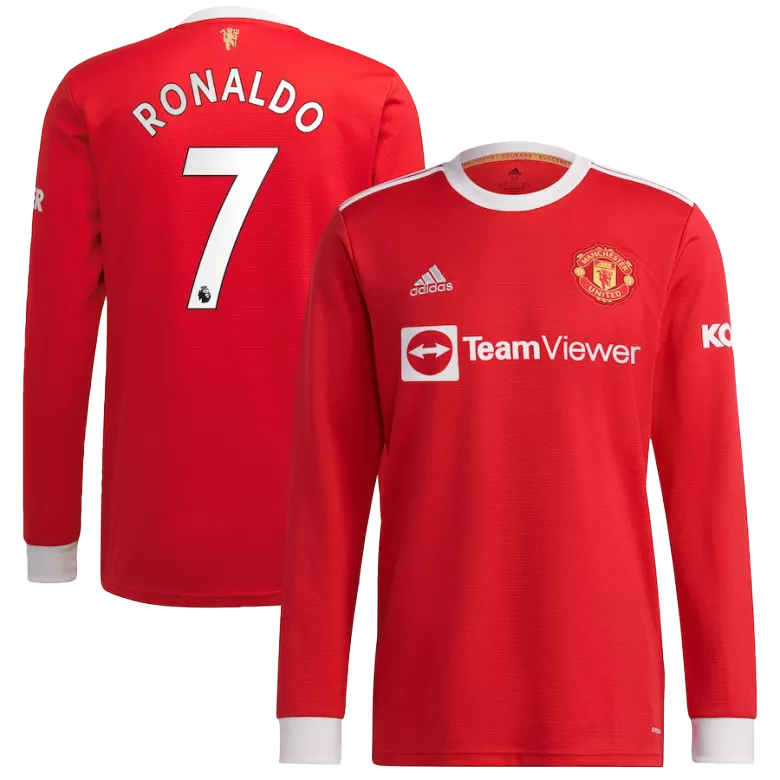 RONALDO #7 Manchester United Home Long Sleeve Soccer Jersey 2021/22 - vstockx