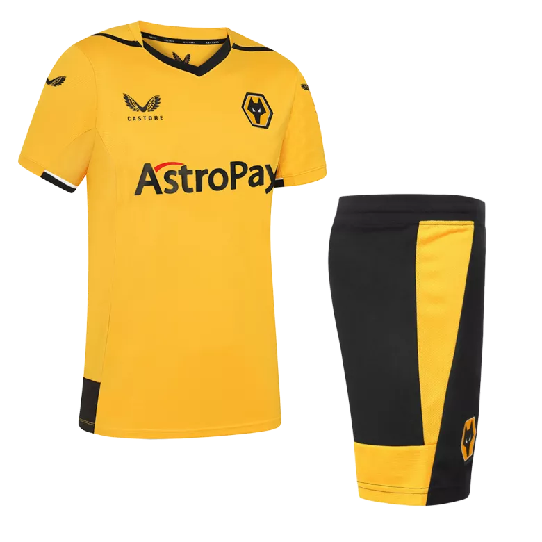 Wolverhampton Wanderers Home Kids Soccer Jerseys Kit 2022/23 - vstockx