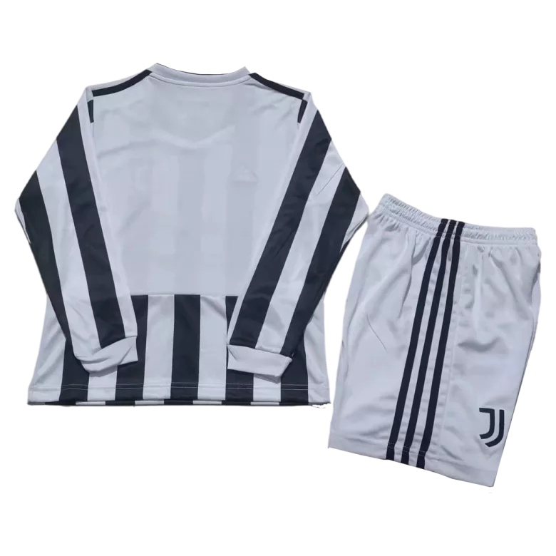 Juventus Home Long Sleeve Kids Soccer Jerseys Kit 2021/22 - vstockx