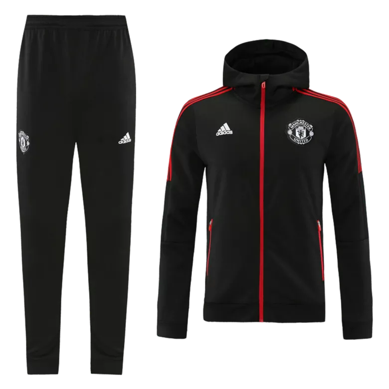 Manchester United Hoodie Jacket Tracksuit 2021/22 Black - vstockx