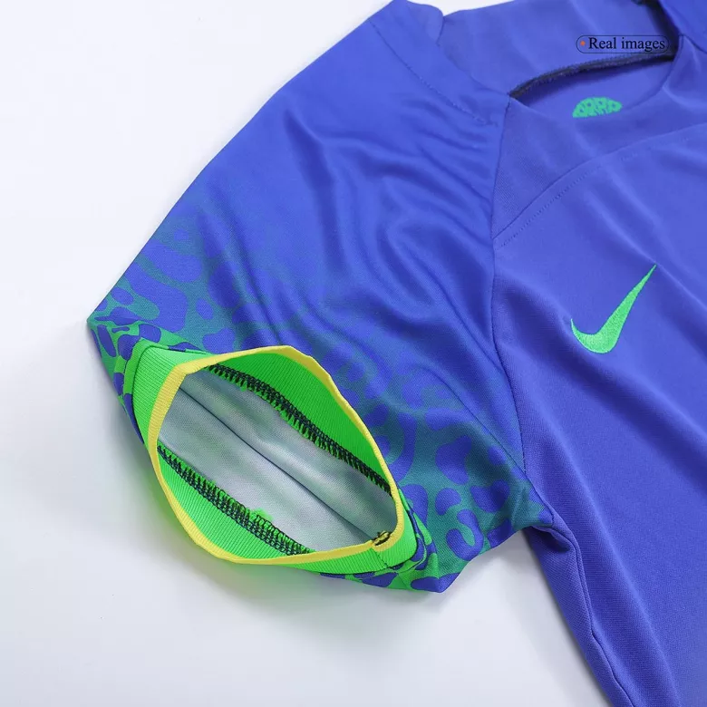 Brazil Away World Cup Kids Soccer Jerseys Kit 2022 - vstockx