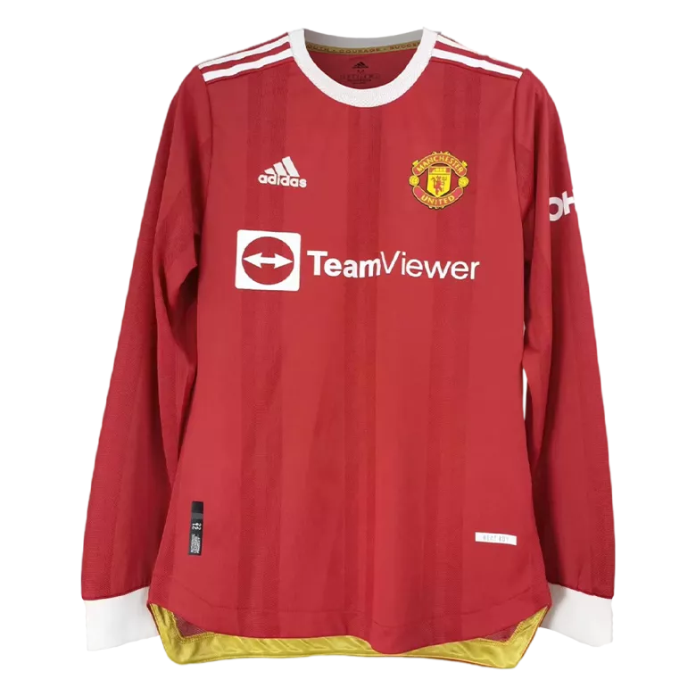 Authentic Manchester United Home Long Sleeve Soccer Jersey 2021/22 - vstockx