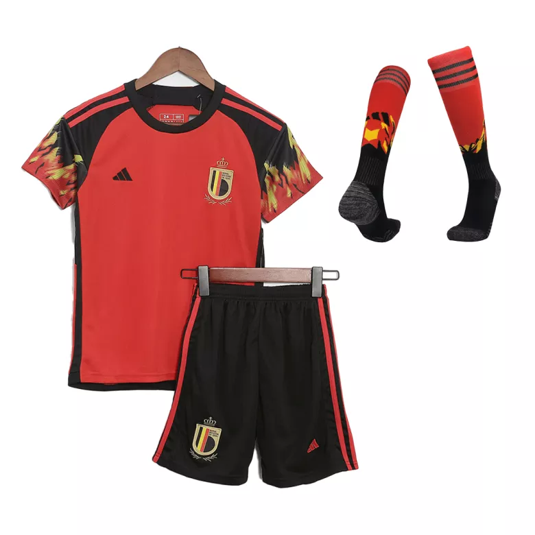 Belgium Home World Cup Kids Jerseys Full Kit 2022 - vstockx