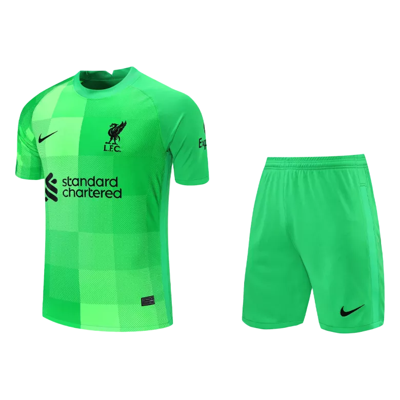 Liverpool Goalkeeper Kids Soccer Jerseys Full Kit 2021/22 - vstockx