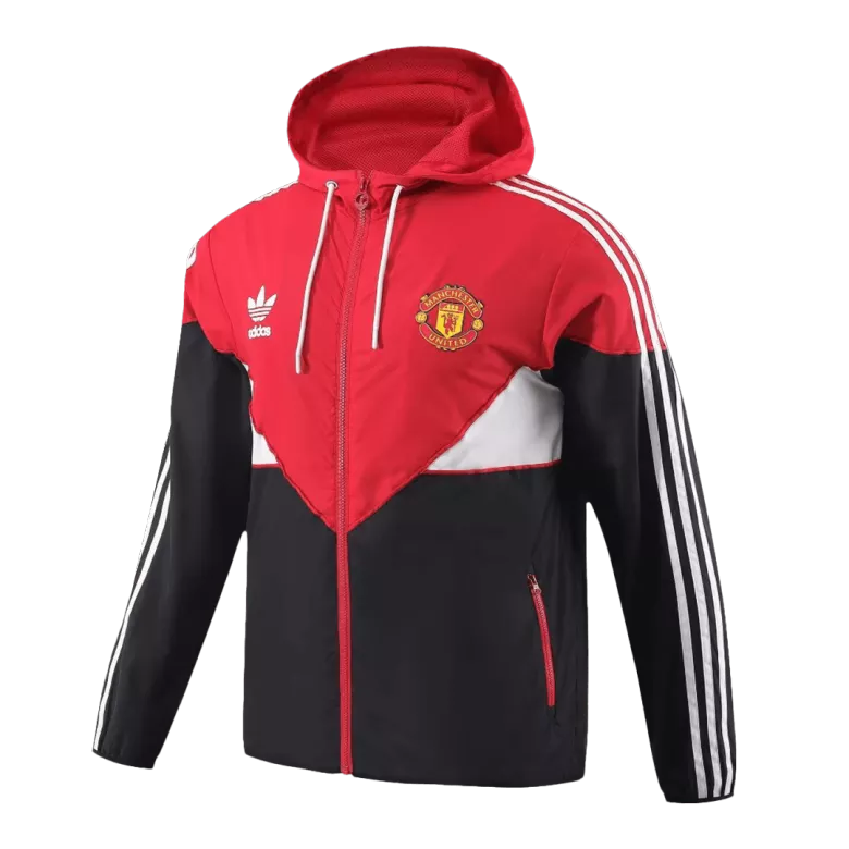 Manchester United Hoodie Windbreaker Jacket 2023/24 - Red&Black - vstockx