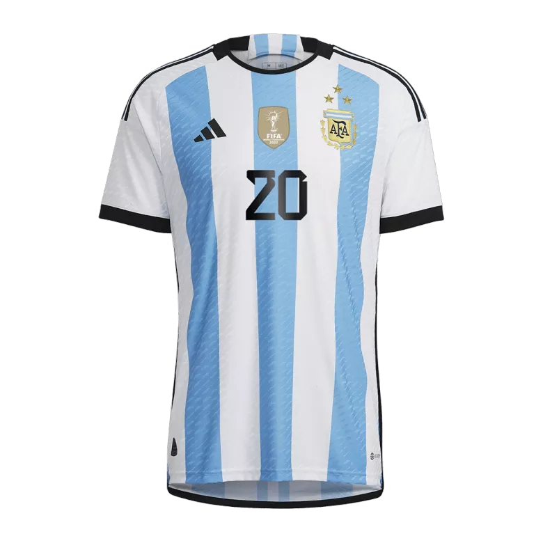 New MAC ALLISTER #20 Argentina Three Stars Home World Cup 2022 Champion Authentic Jersey - vstockx