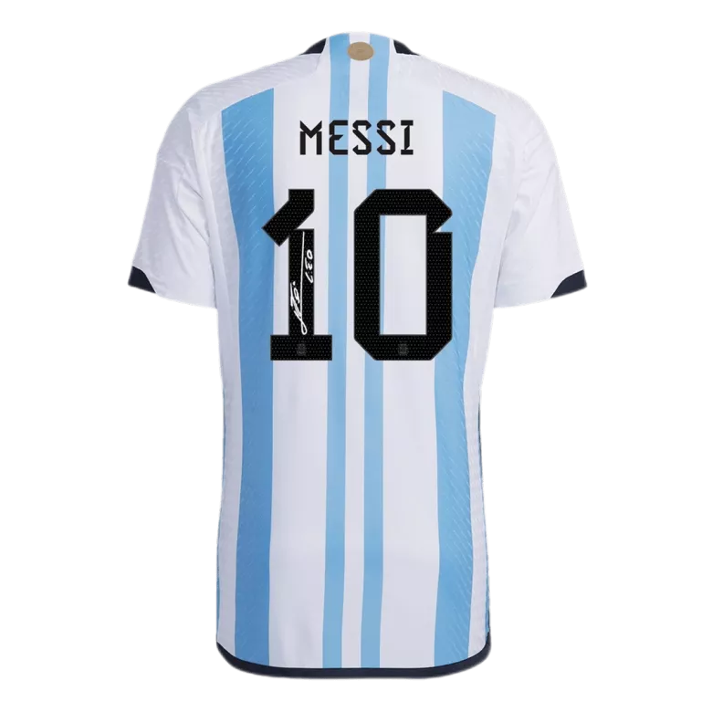 New SignMESSI #10 Argentina Three Stars Home 2022 Champion Authentic Jersey - vstockx