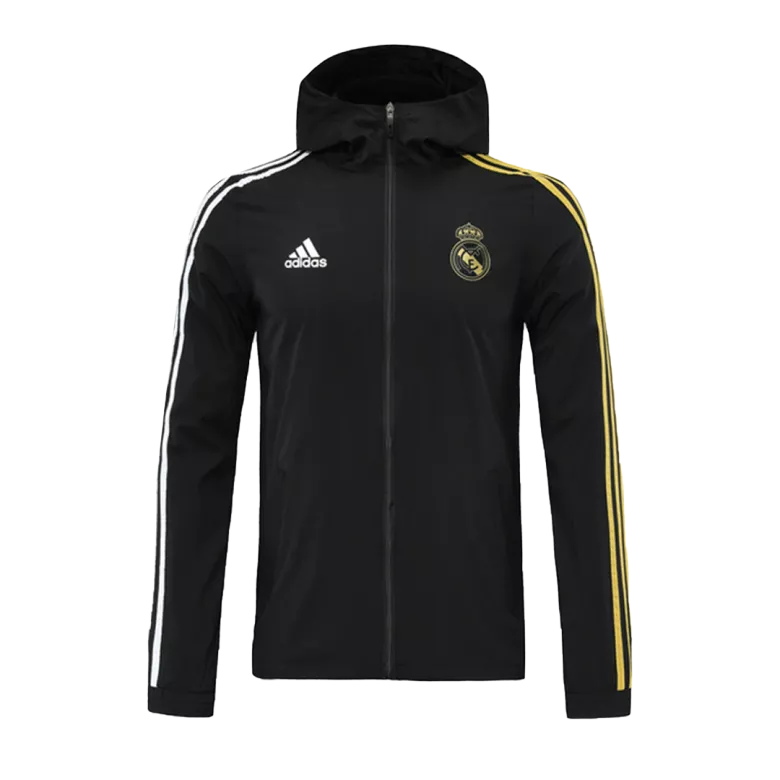 Real Madrid Hoodie Windbreaker Jacket 2020/21 - Black&Gold - vstockx