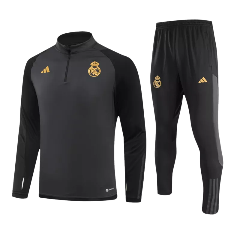 Real Madrid 1/4 Zip Tracksuit 2023/24 Black - vstockx