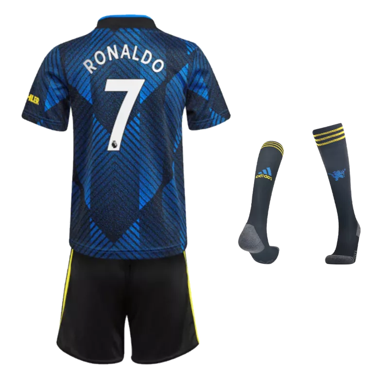 RONALDO #7 Manchester United Third Away Kids Soccer Jerseys Full Kit 2021/22 - vstockx