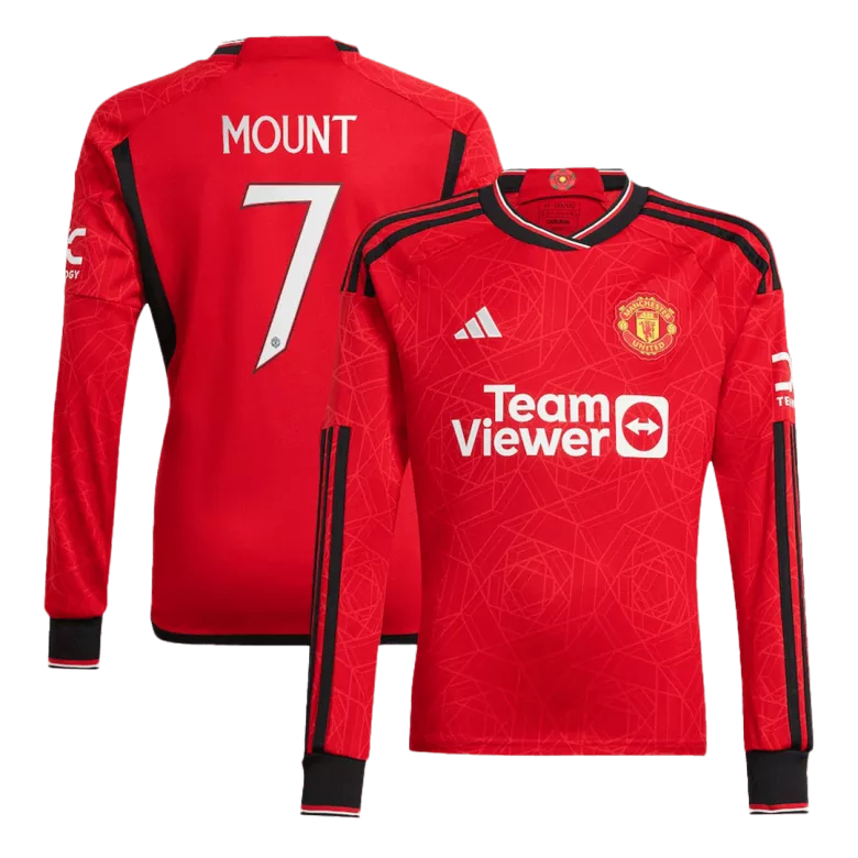 MOUNT #7 Manchester United Home Long Sleeve Soccer Jersey 2023/24 - vstockx