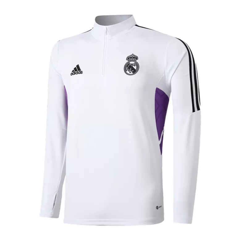 Real Madrid 1/4 Zip Tracksuit 2022/23 Kids White - vstockx